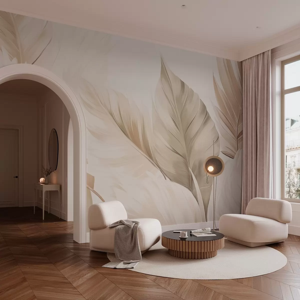 wall murals Елегантан узорак светлих листова w02901