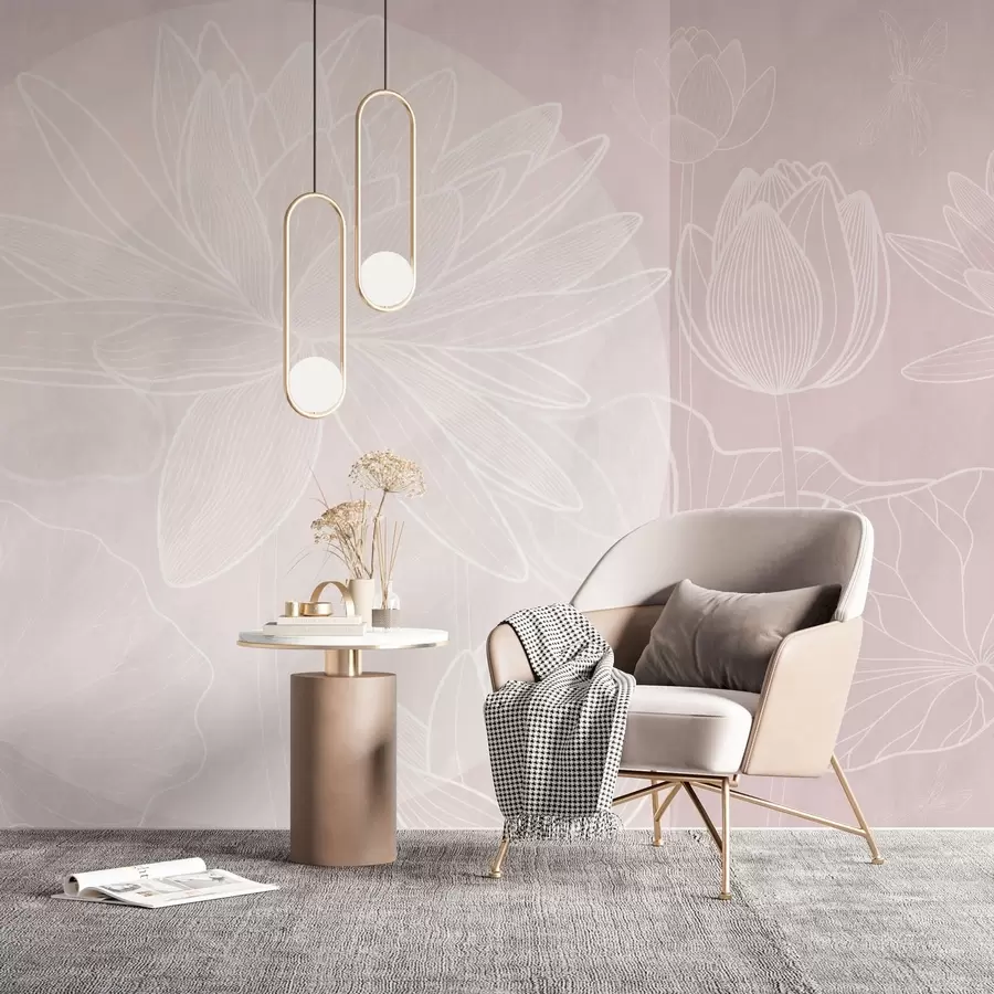 wall murals Цветови лотоса и геометрија w03005v2