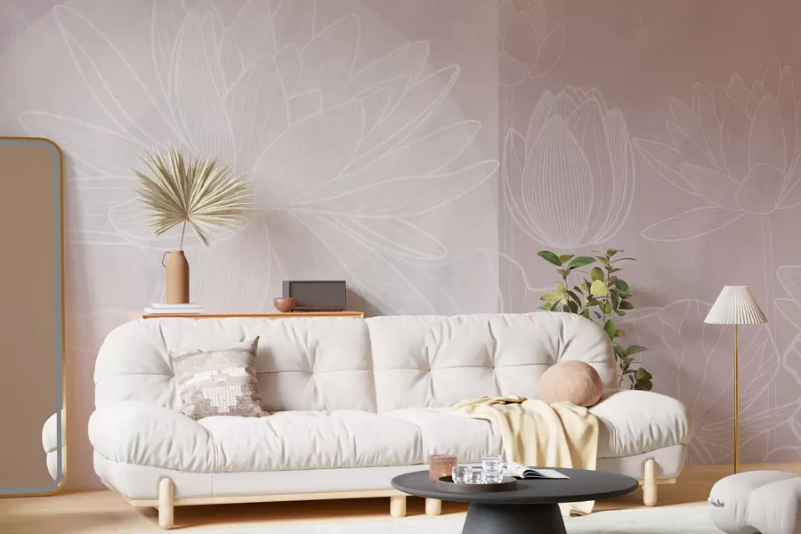 wall murals Цветови лотоса и геометрија w03005v2