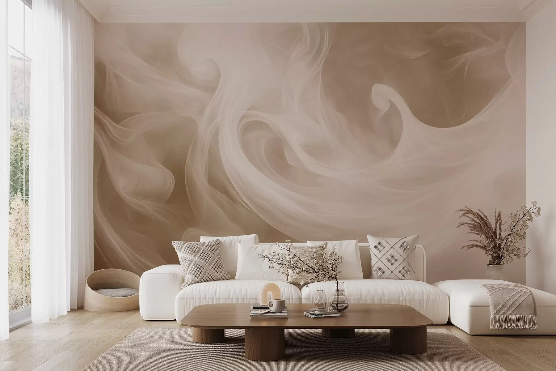 wall murals Димна апстракција у нијансама беж w08708v1