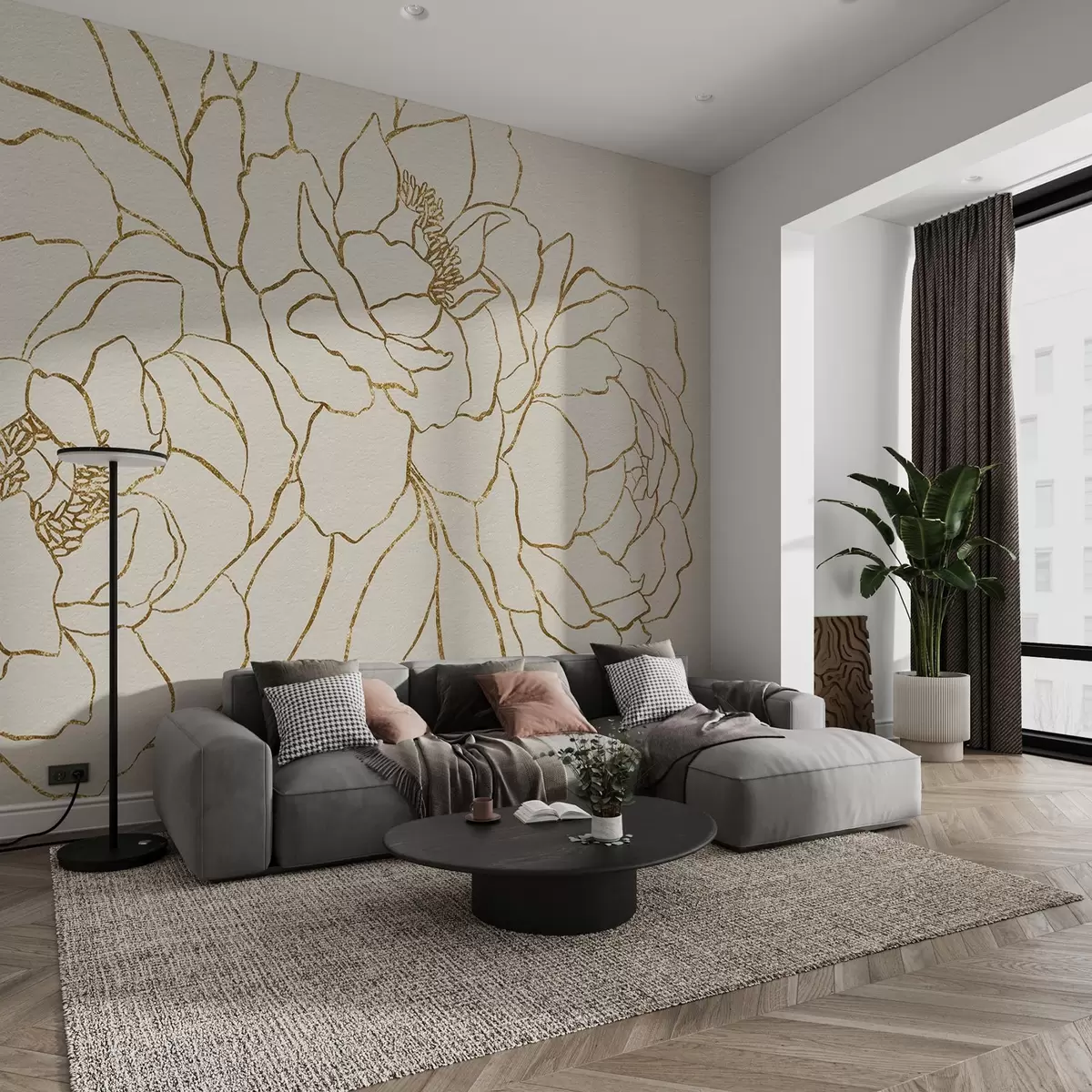 wall murals Три руже нацртане линијом w08713