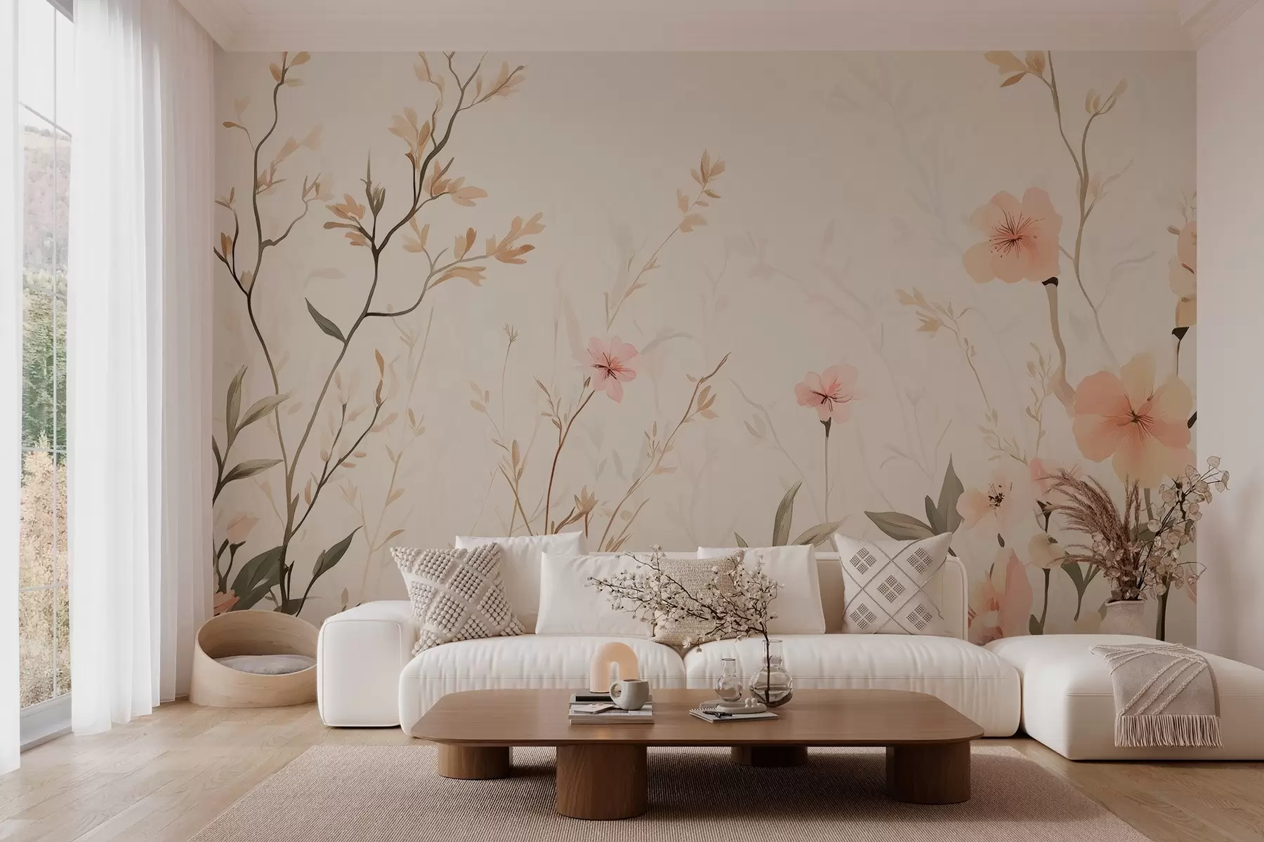 wall murals дивље цвеће са цветовима брескве w03009