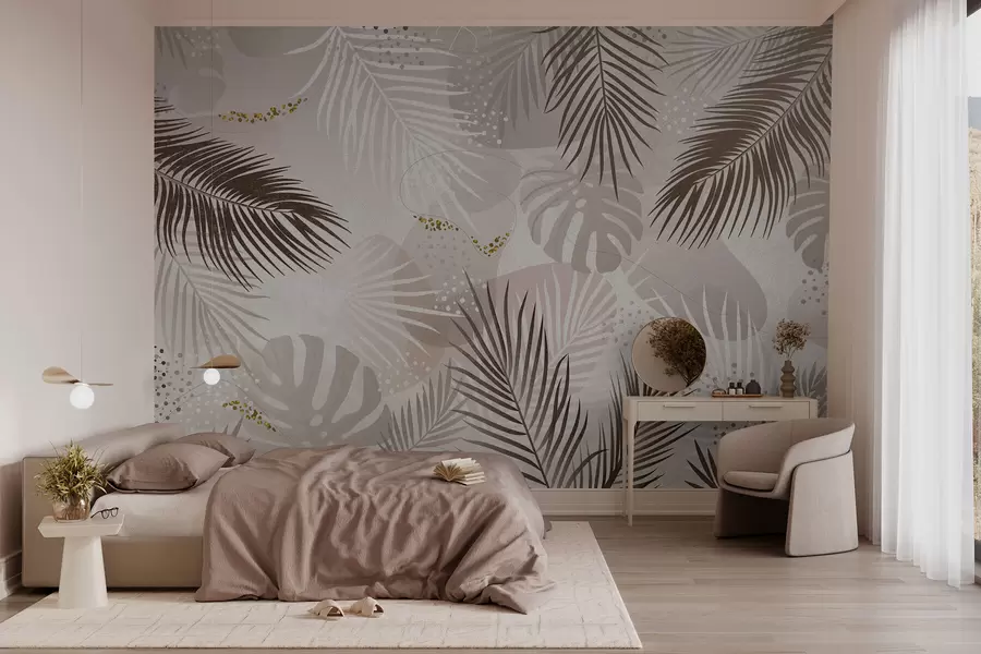 wall murals Тренд апстрактног тропског лишћа и линија w03060