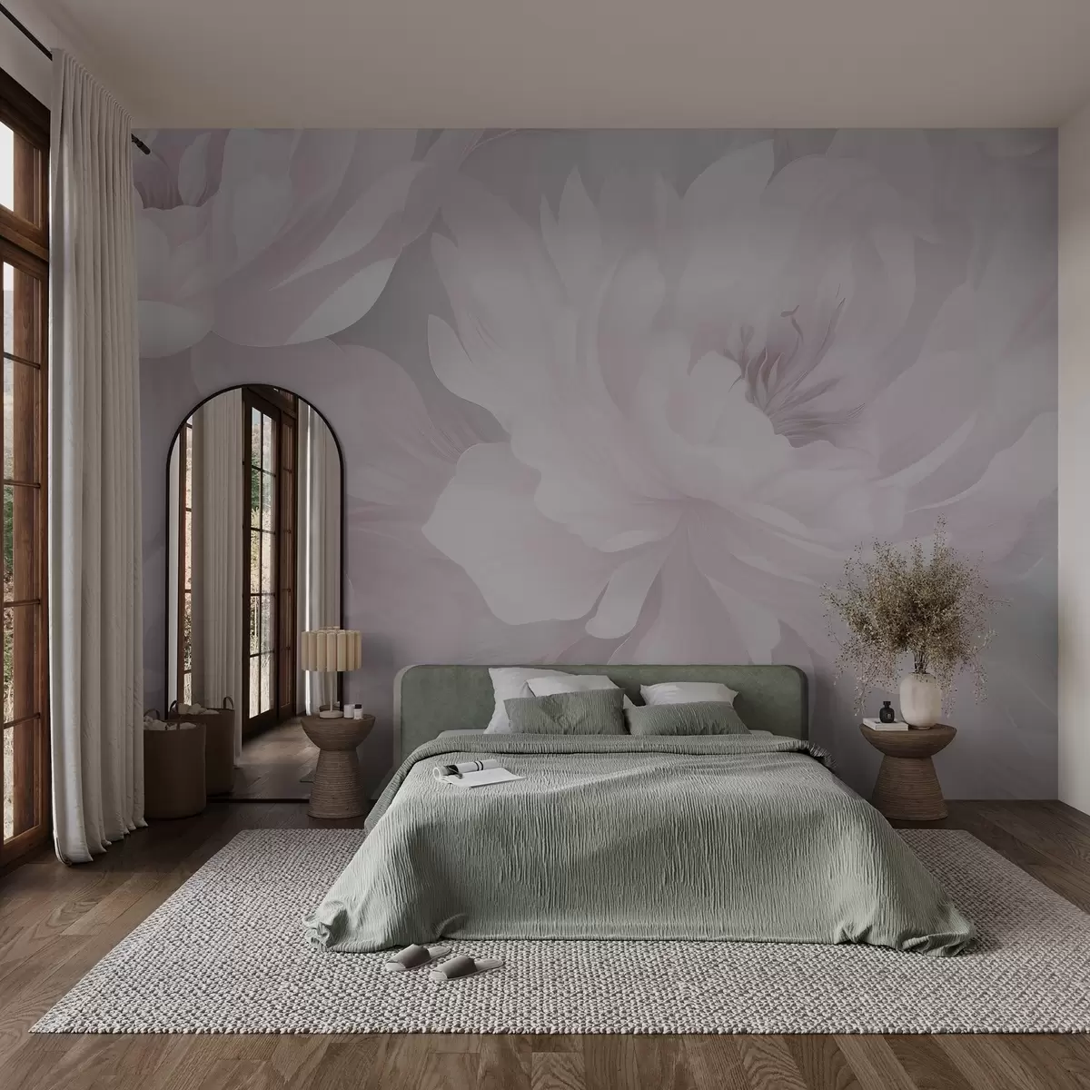 wall murals Нежни божури у нежним ружичастим и белим тоновима на нежној позадини w03045v1