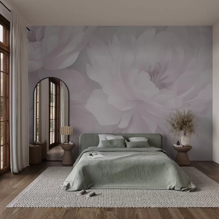 wall murals Нежни божури у нежним ружичастим и белим тоновима на нежној позадини w03045v1