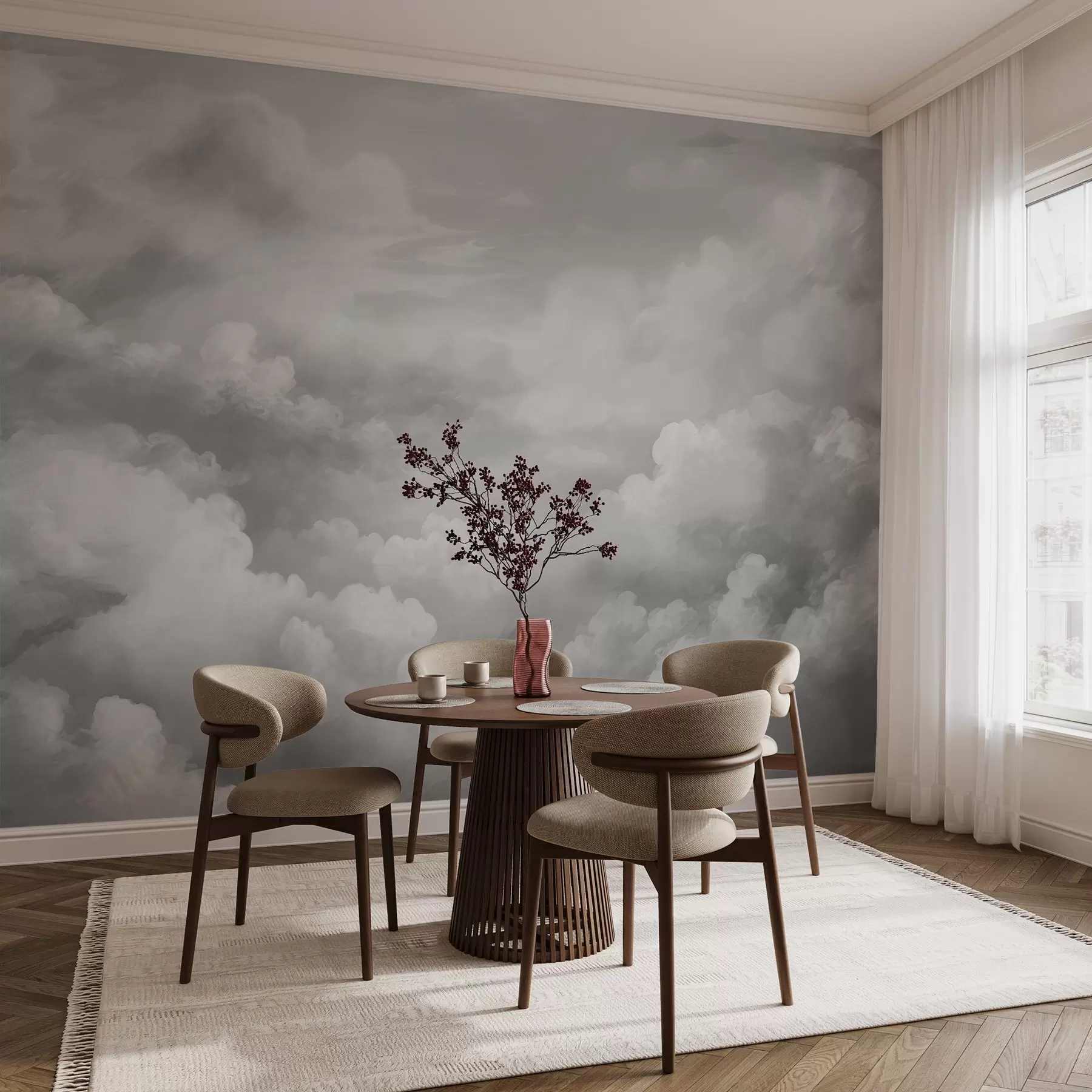 wall murals светлећи облаци у нијансама сиве w03047v1