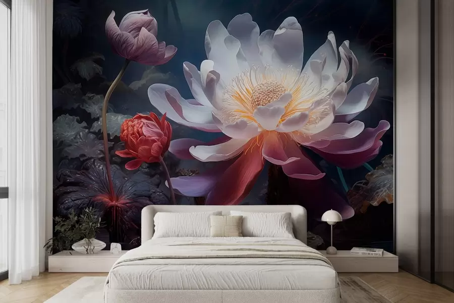 wall murals Фантастично цвеће које цвета у бајковитој мрачној атмосфери w08747