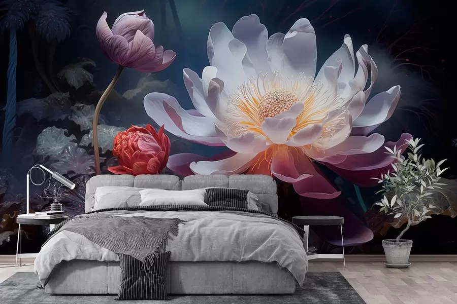 wall murals Фантастично цвеће које цвета у бајковитој мрачној атмосфери w08747