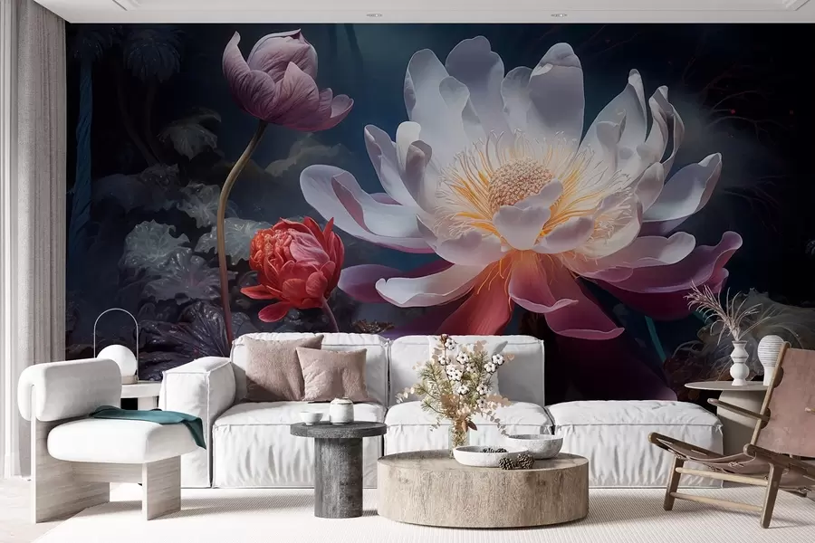 wall murals Фантастично цвеће које цвета у бајковитој мрачној атмосфери w08747
