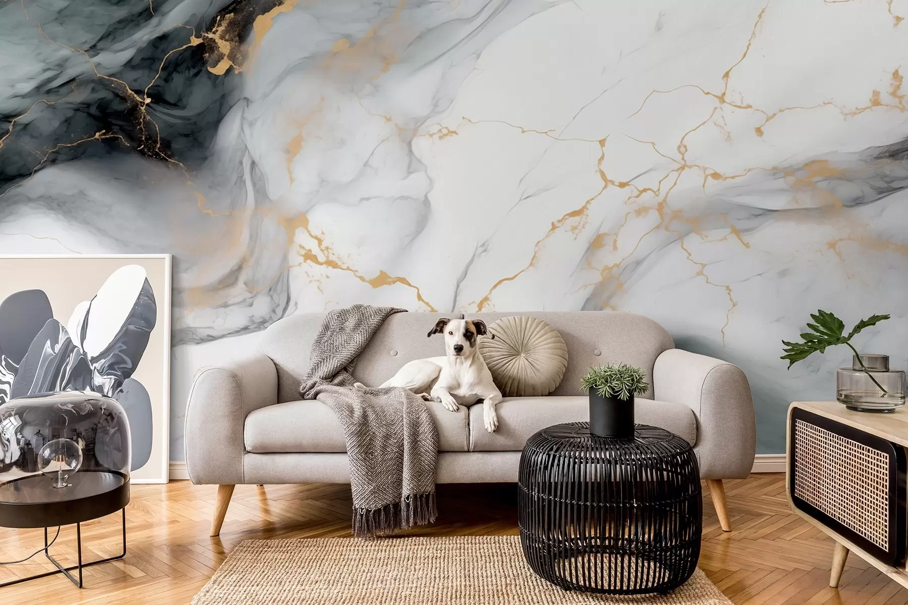 wall murals Сиви камен са примесама зелене боје жада w08749