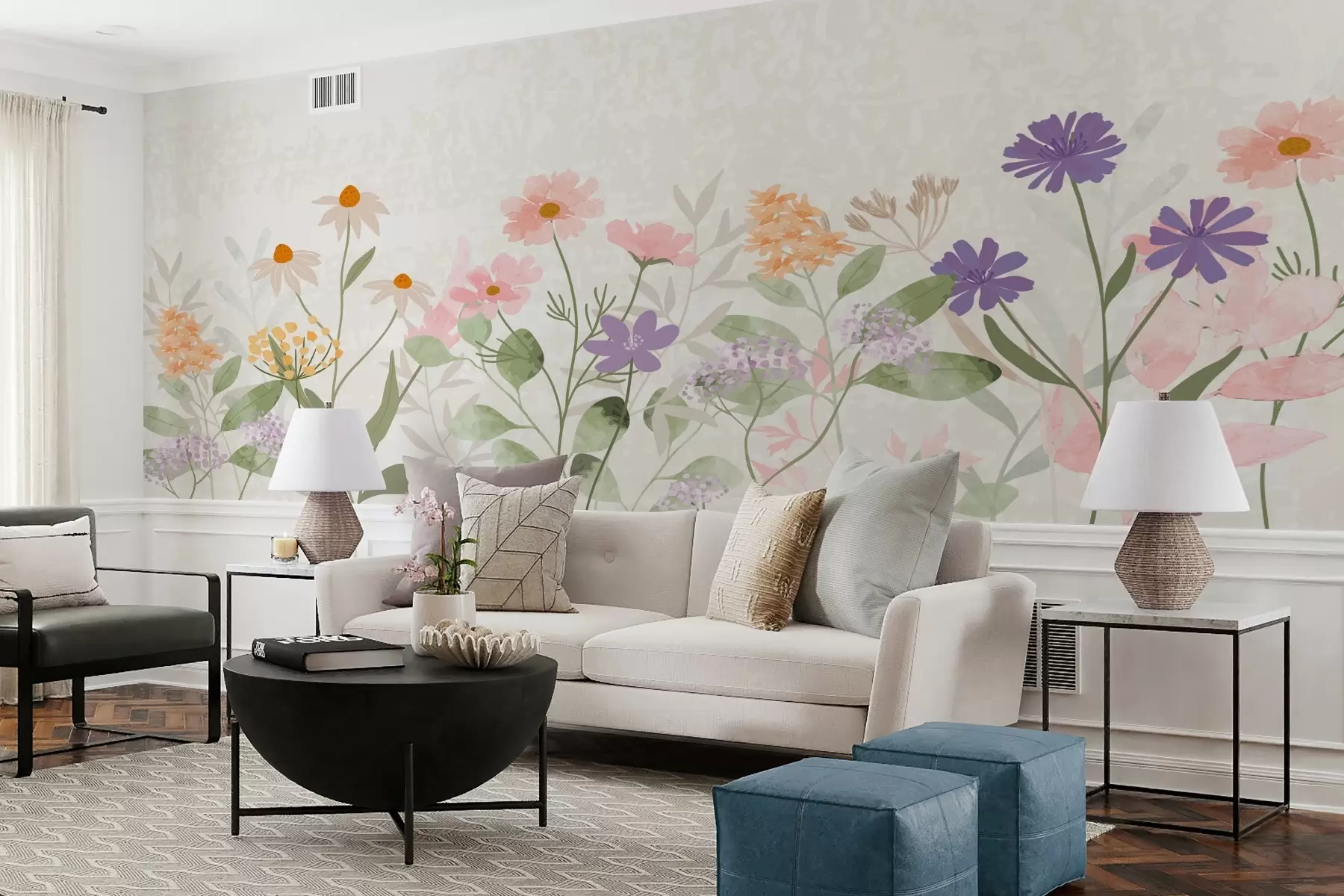 wall murals Дивље цвеће на светлој позадини w03096