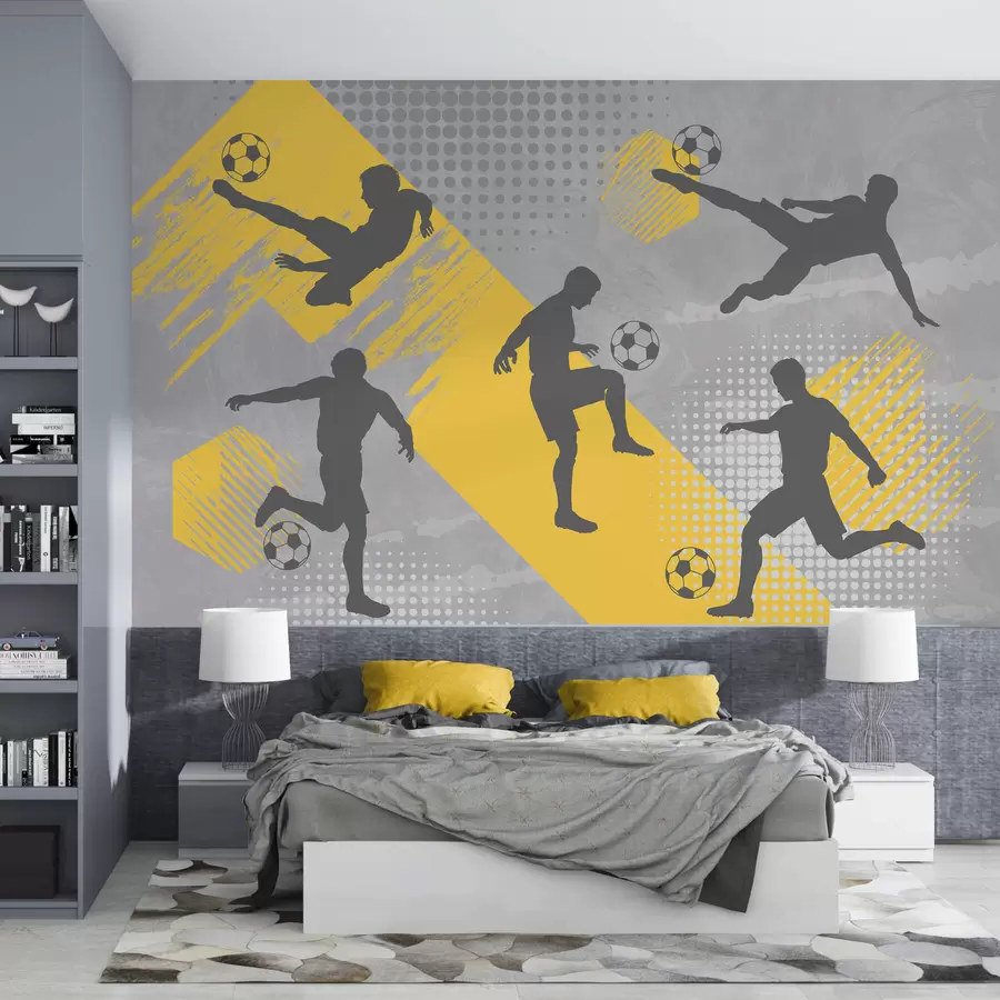 wall murals Силуете фудбалера на апстрактној позадини w03001