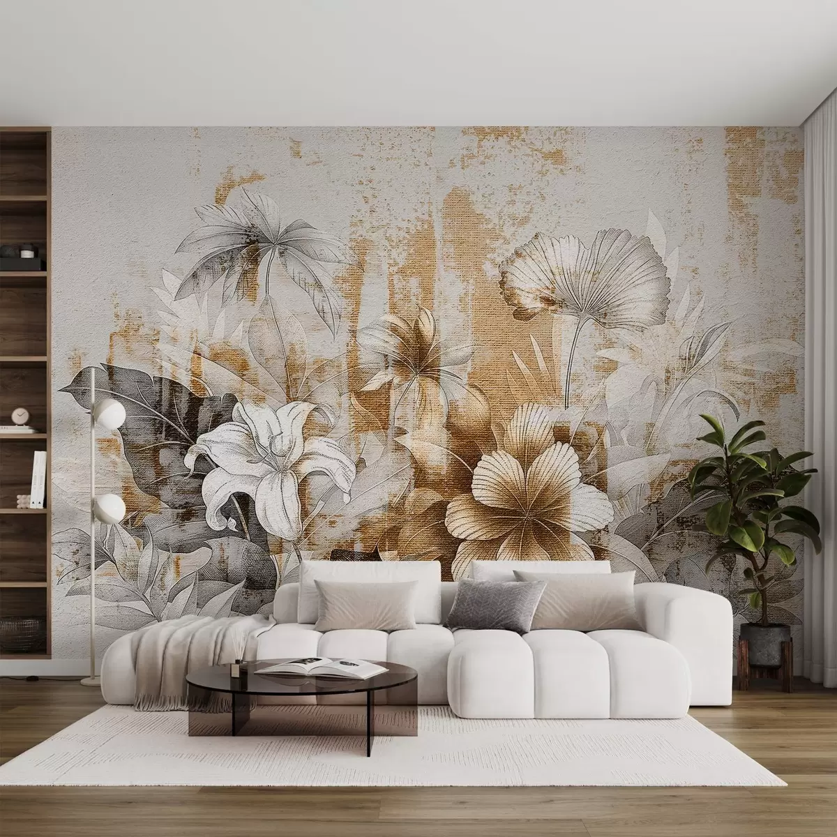 wall murals Винтаге дизајн са егзотичним цвећем и биљкама w08767