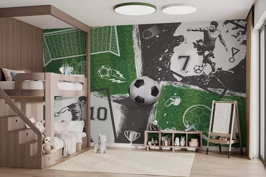 wall murals Фудбалери, лопта и терен w03121