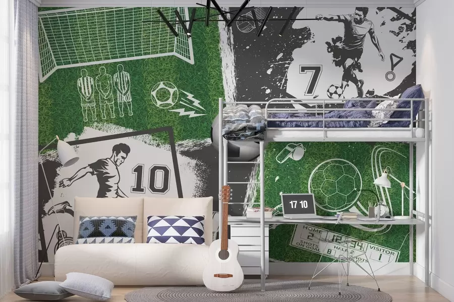 wall murals Фудбалери, лопта и терен w03121