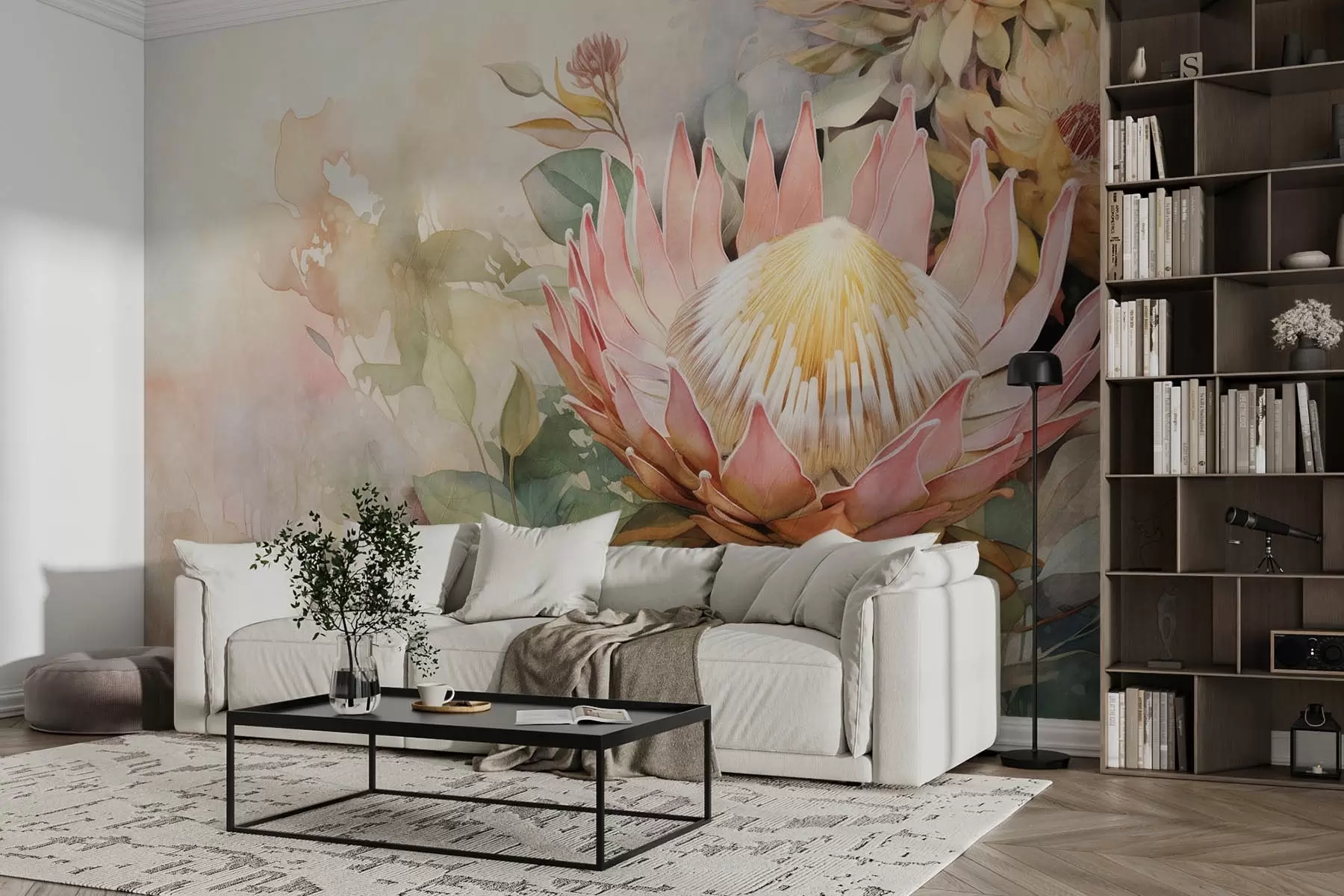 wall murals Имитација акварела, велико тропско цвеће w08796