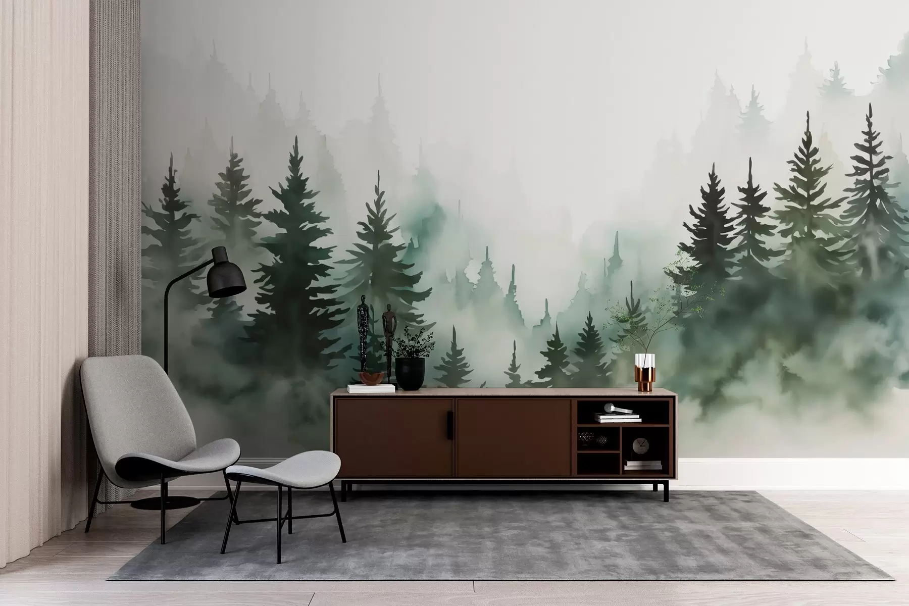 wall murals Имитација шуме акварел w03170