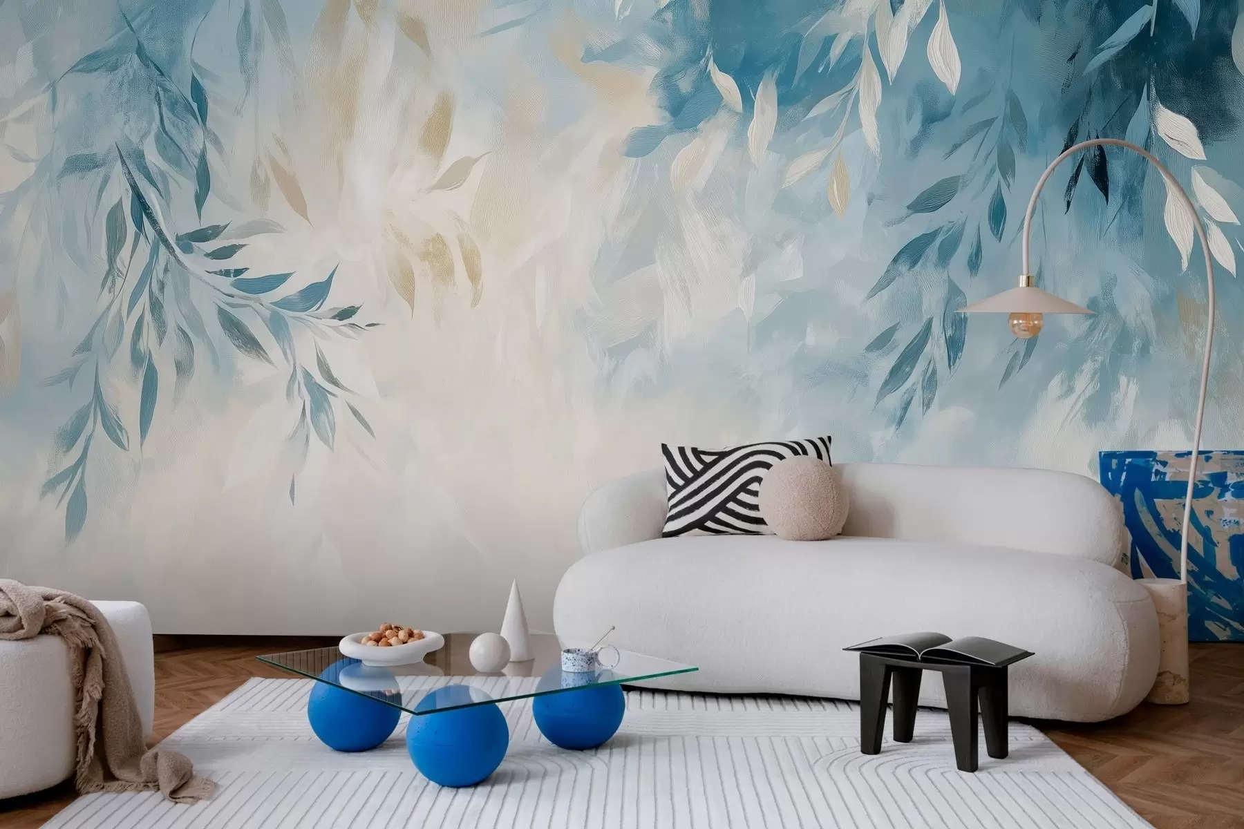 wall murals апстрактно плаво лишће са потезима у стилу уља w03114
