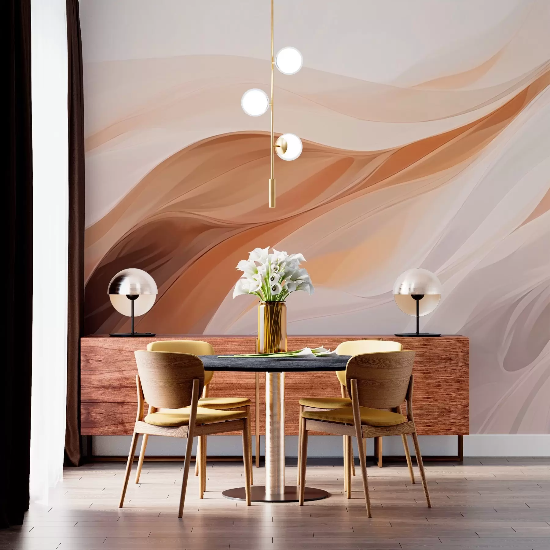 wall murals Апстрактна илустрација таласастих облика w03141