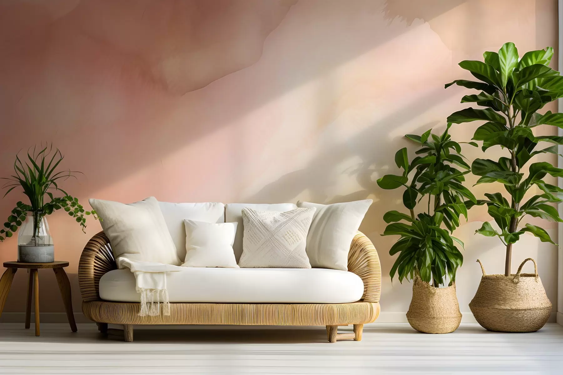 wall murals Апстрактни акварел градијент у топлим нијансама брескве, розе и крем w03160v1