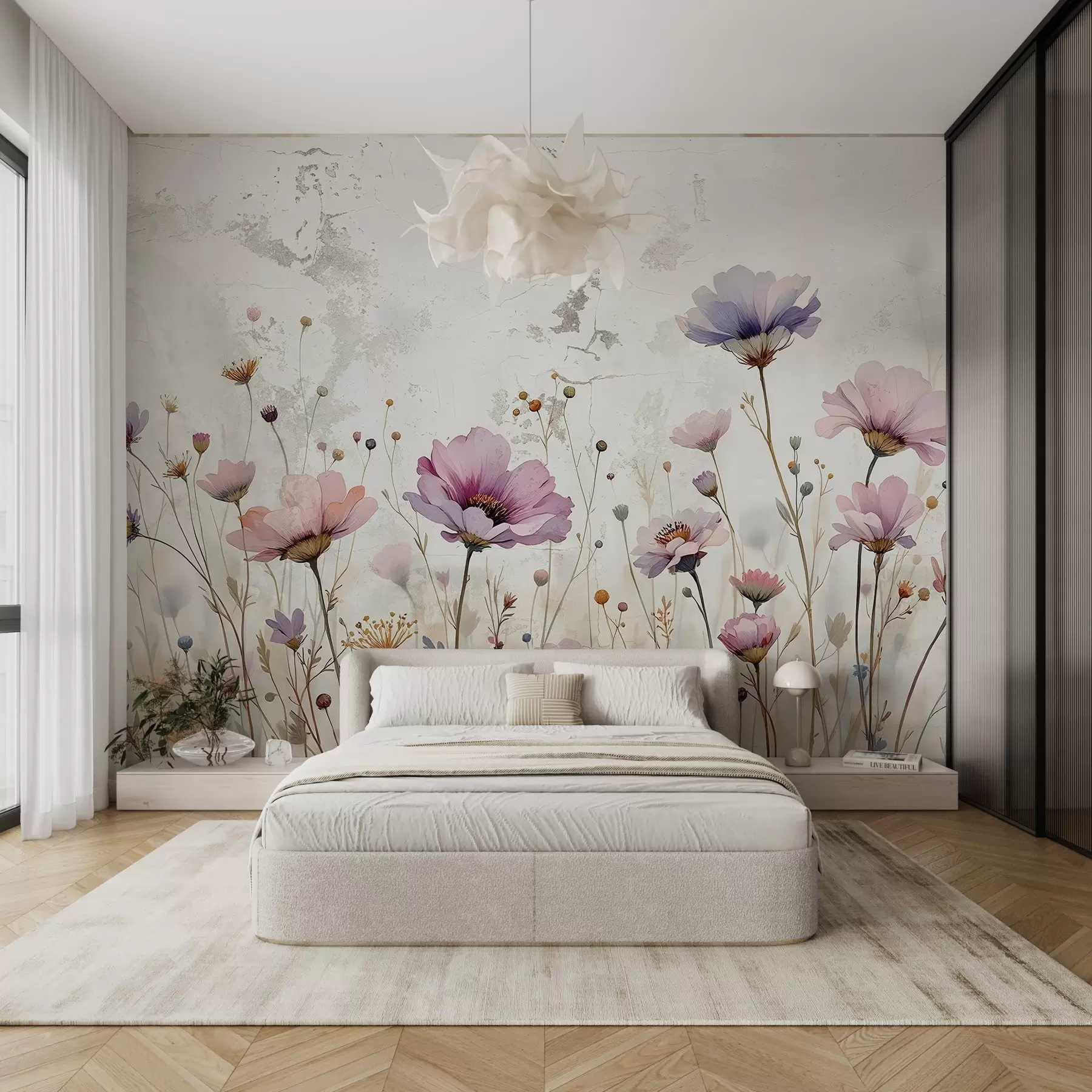 wall murals Акварел цвеће у грунге стилу w03192