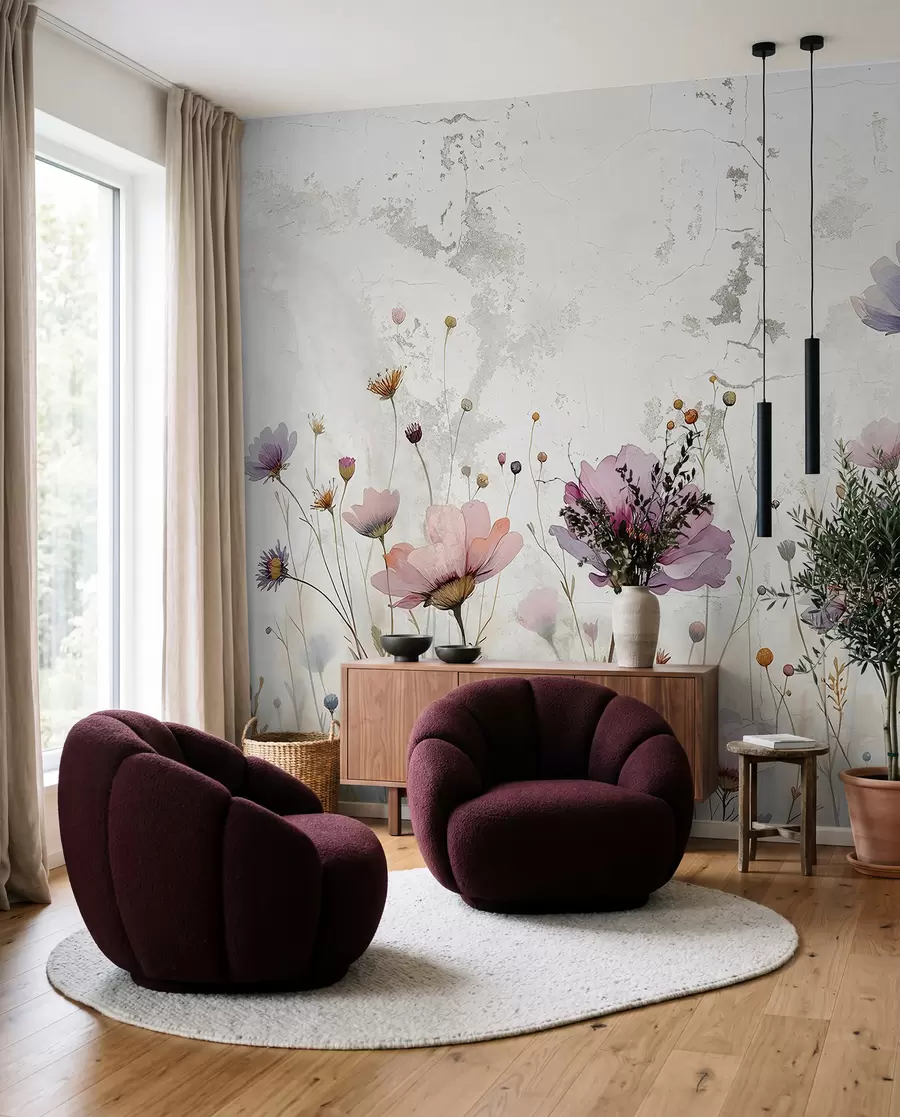 wall murals Акварел цвеће у грунге стилу w03192