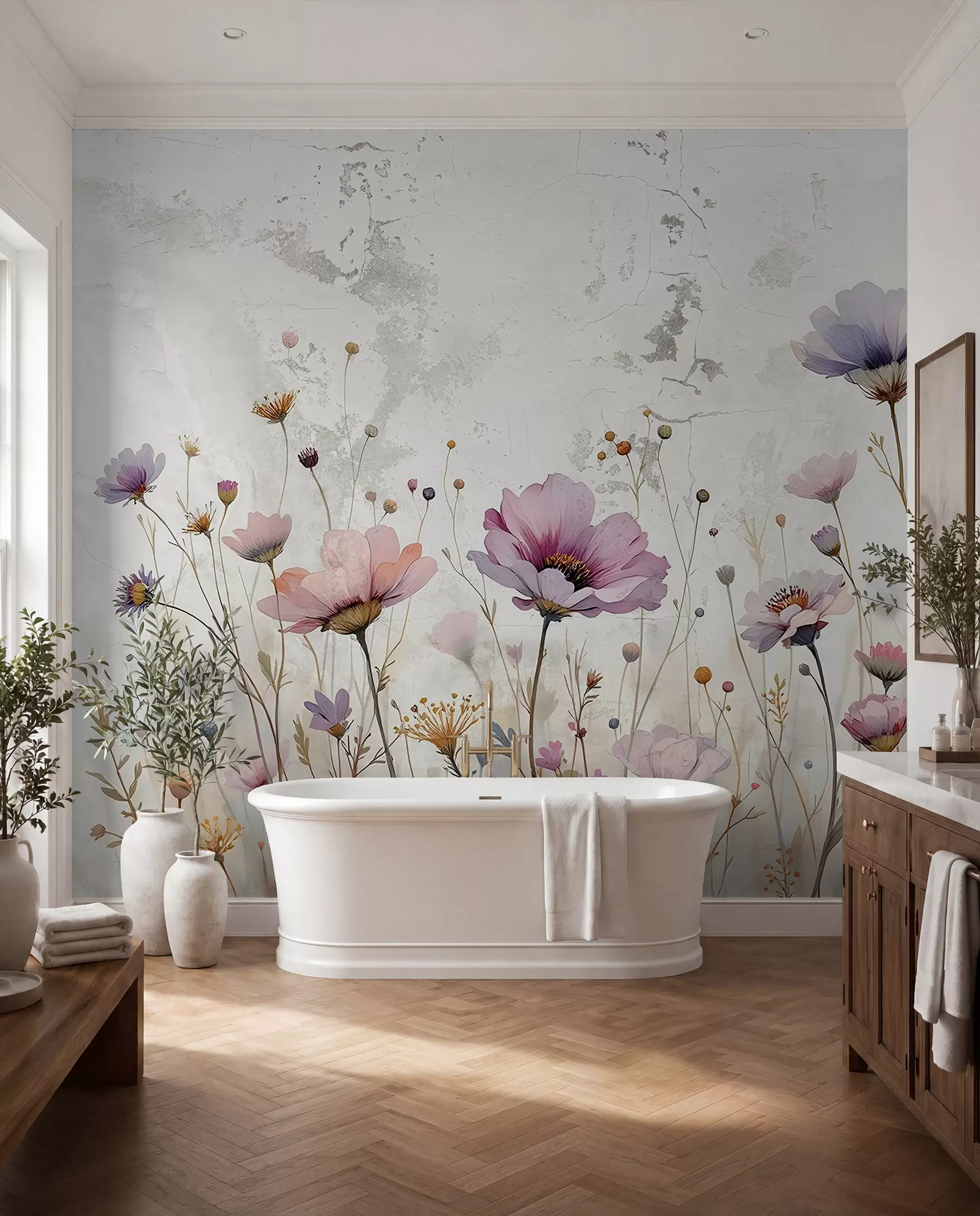 wall murals Акварел цвеће у грунге стилу w03192