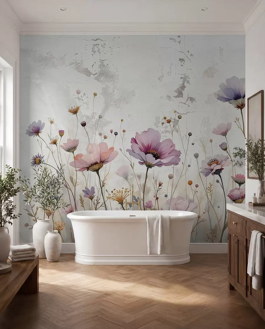 wall murals Акварел цвеће у грунге стилу w03192