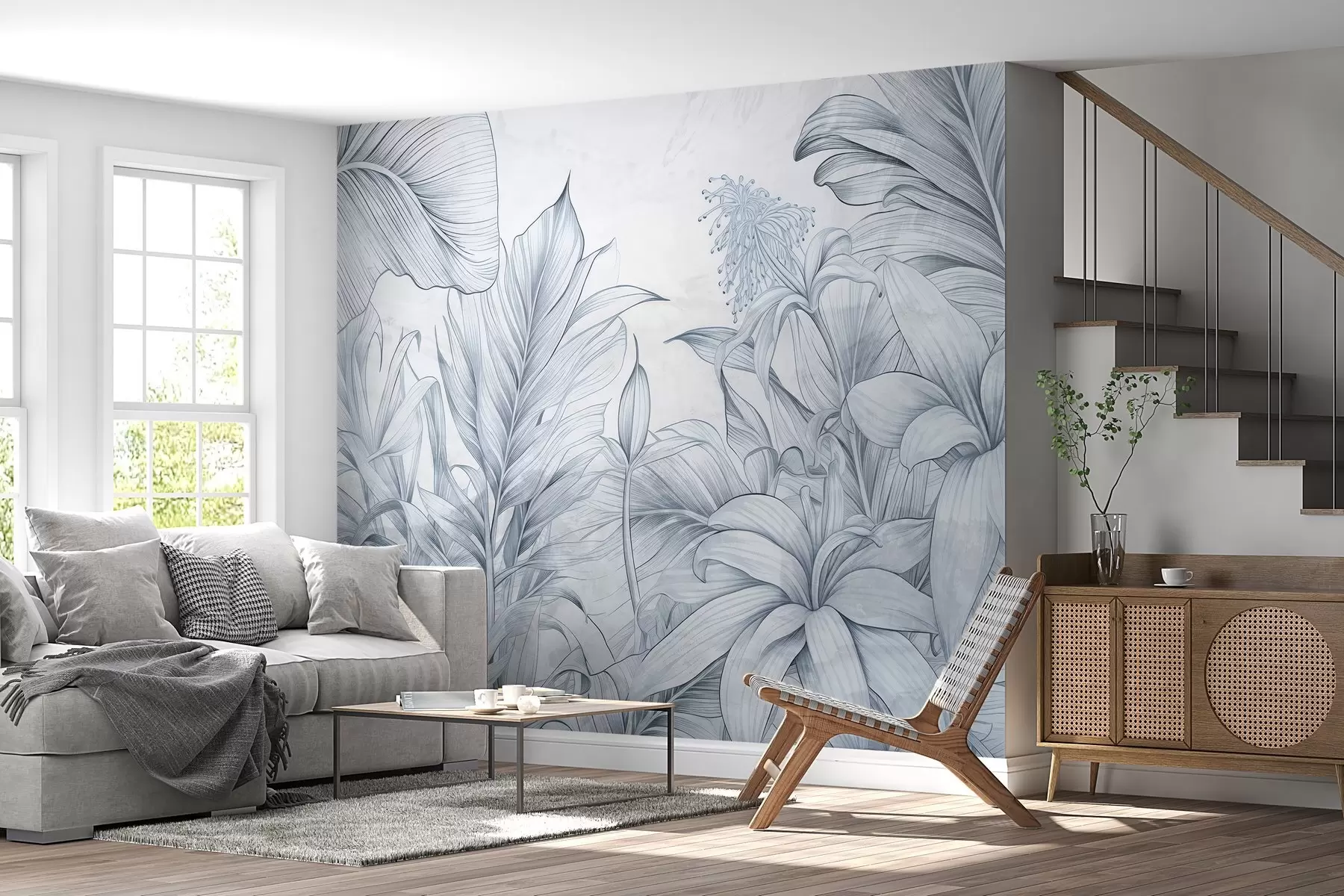 wall murals Детаљни листови у грунге стилу w03201v1