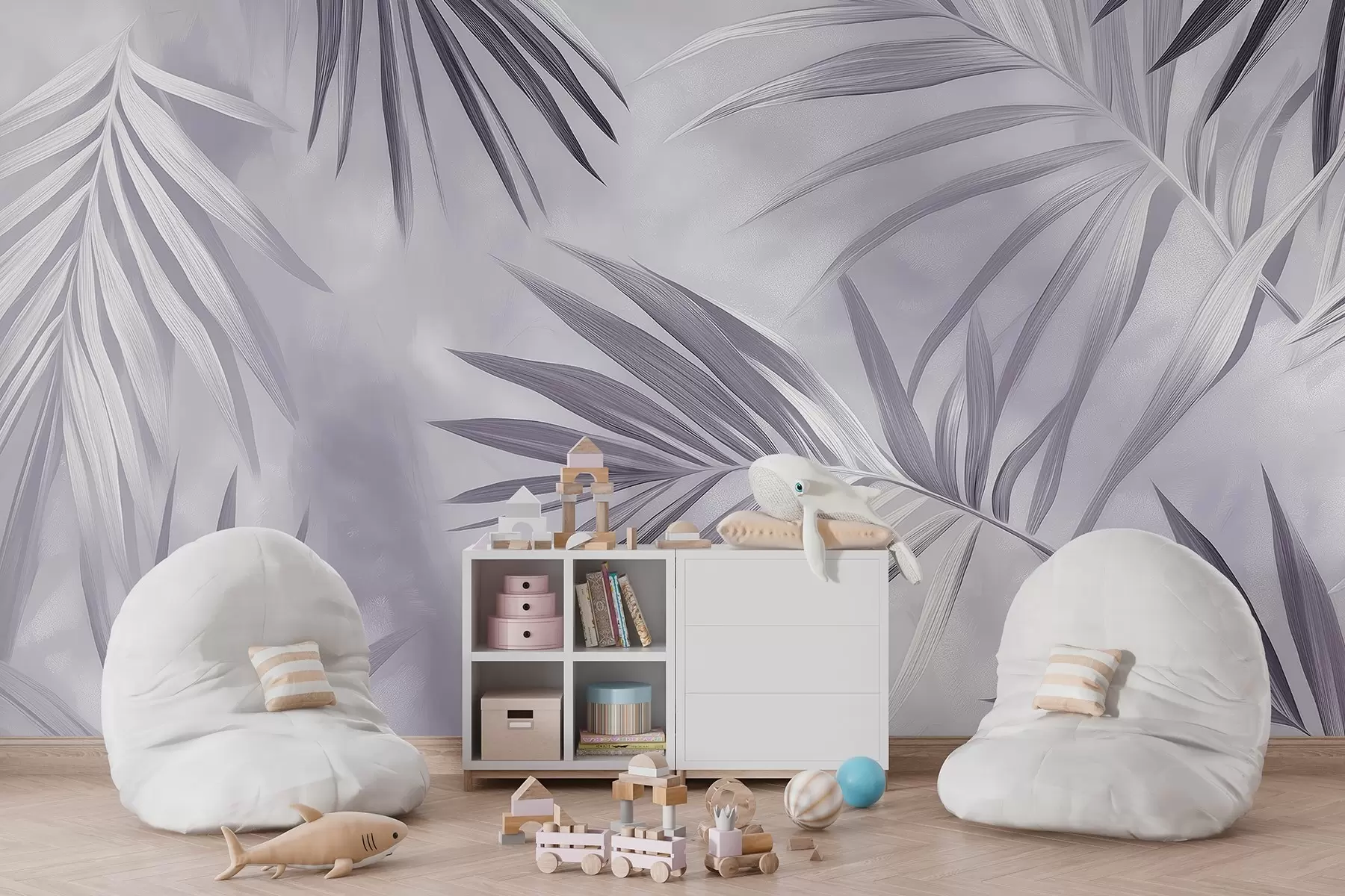 wall murals Тропско лишће апстракција, палма, палета љубичастих боја w03153v1