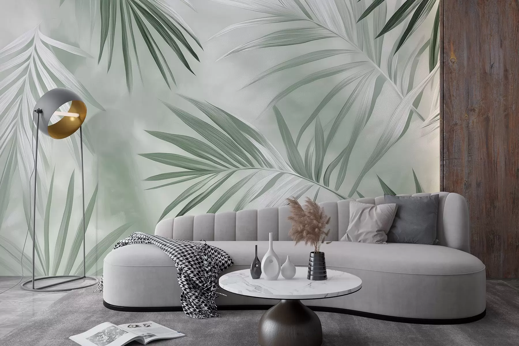 wall murals Тропско лишће апстракција, палма, зелена палета боја w03153v2