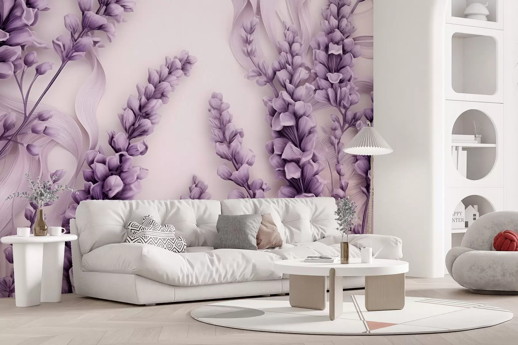 wall murals Љубичаста лаванда на белој позадини w08812