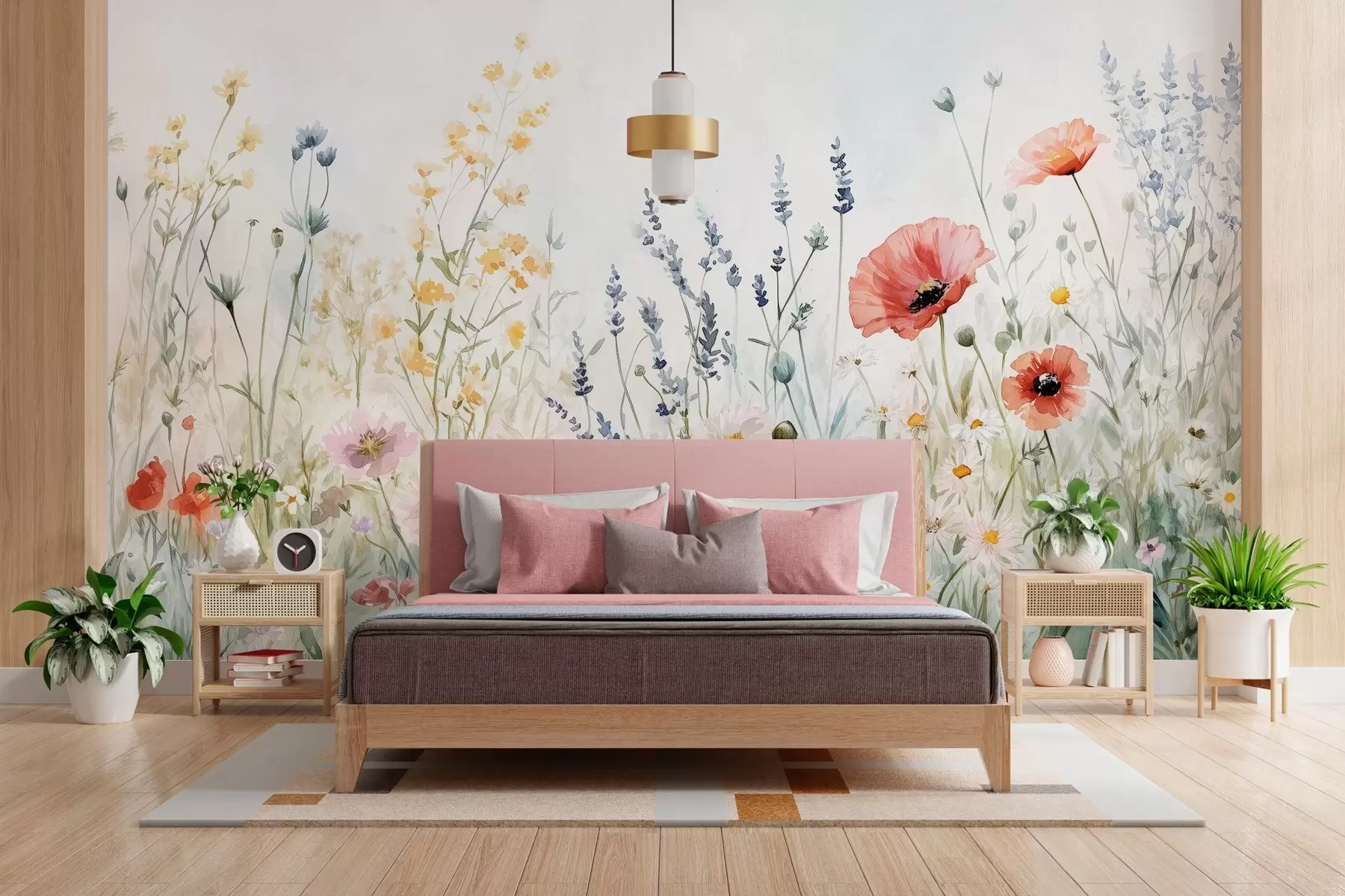 wall murals пољског цвећа и мака у техници потеза w03281