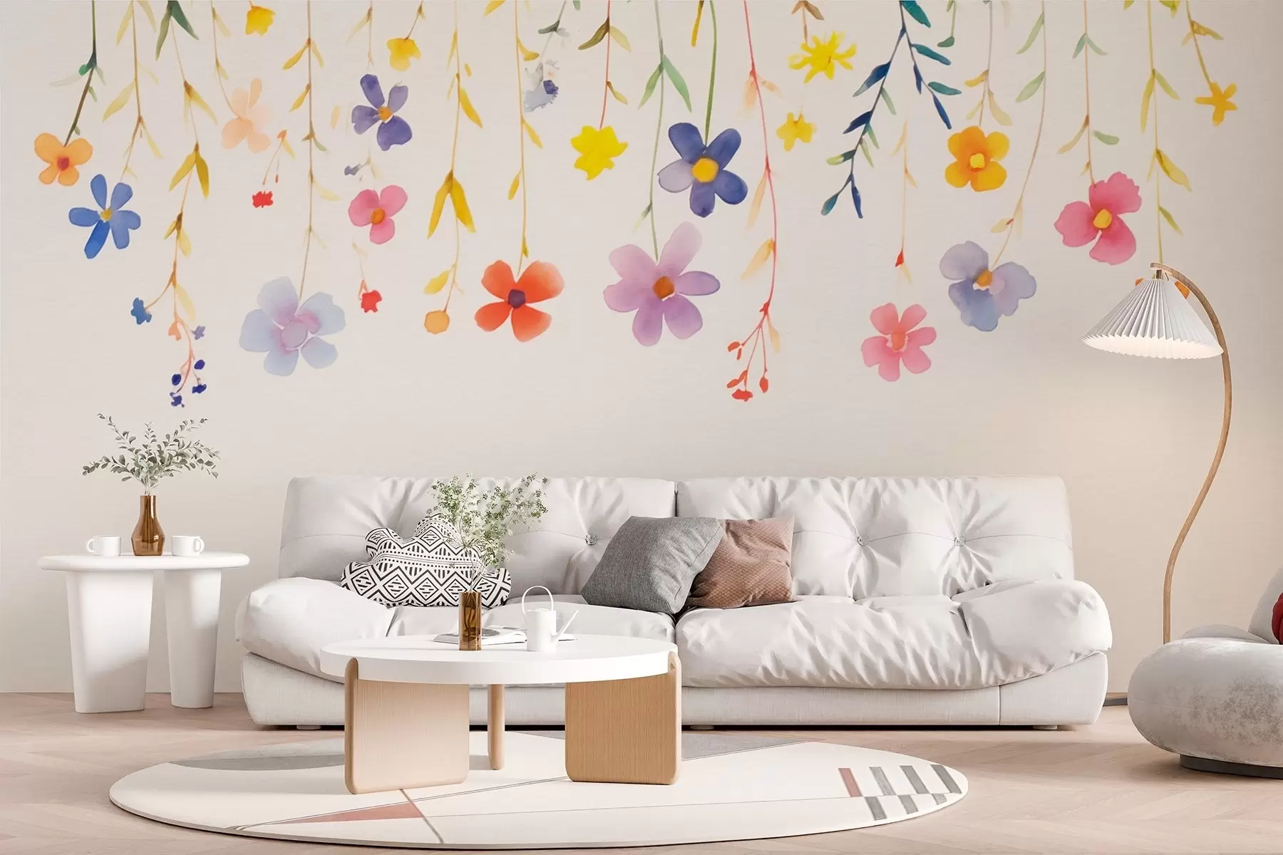 wall murals Дивље цвеће у стилу акварела, једноставно и шарено w08851