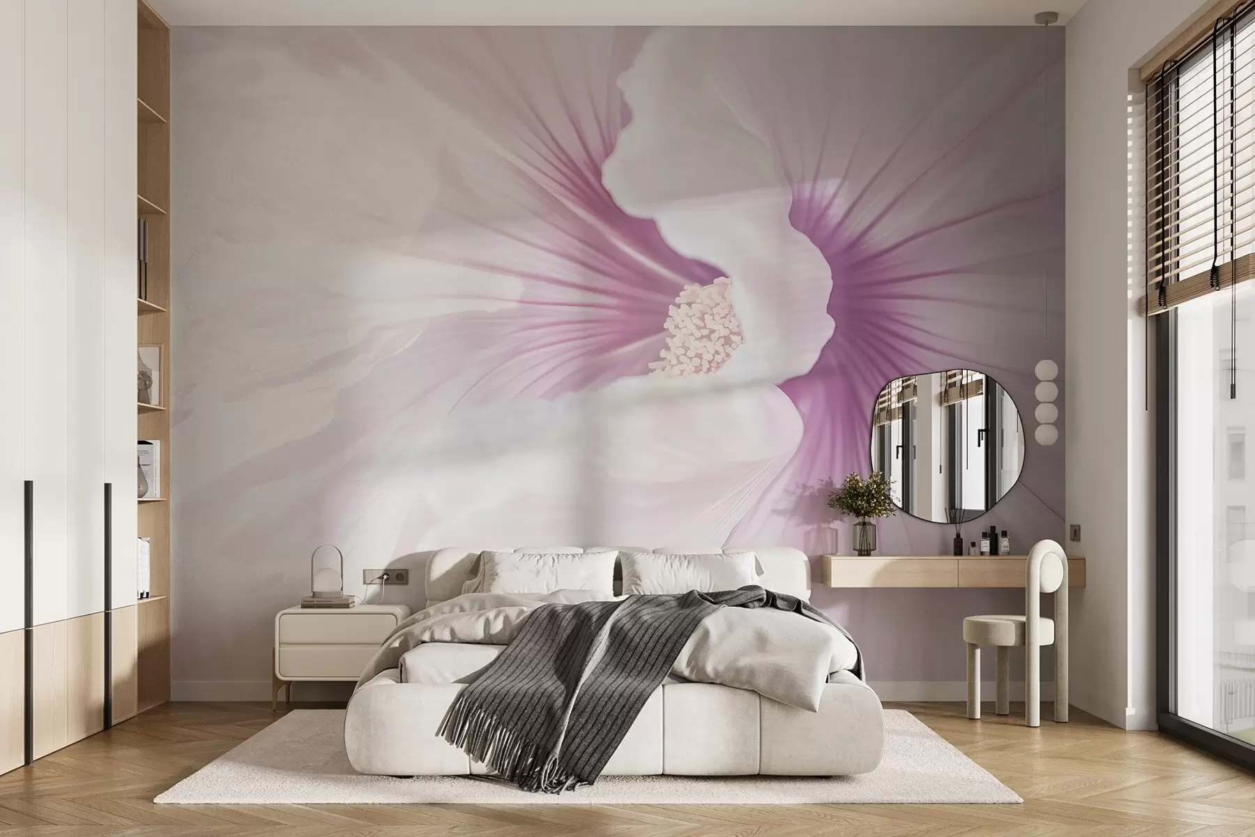 wall murals Бели и ружичасти цвет изблиза w03291
