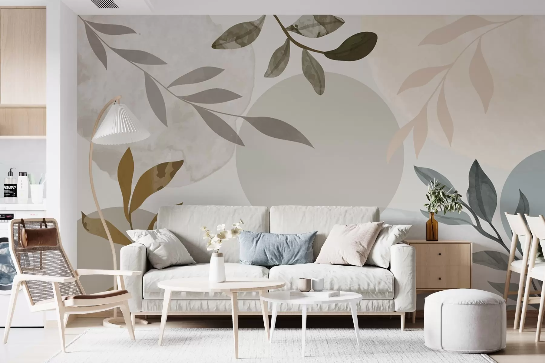 wall murals Апстракција са листовима у светлим бојама w03296
