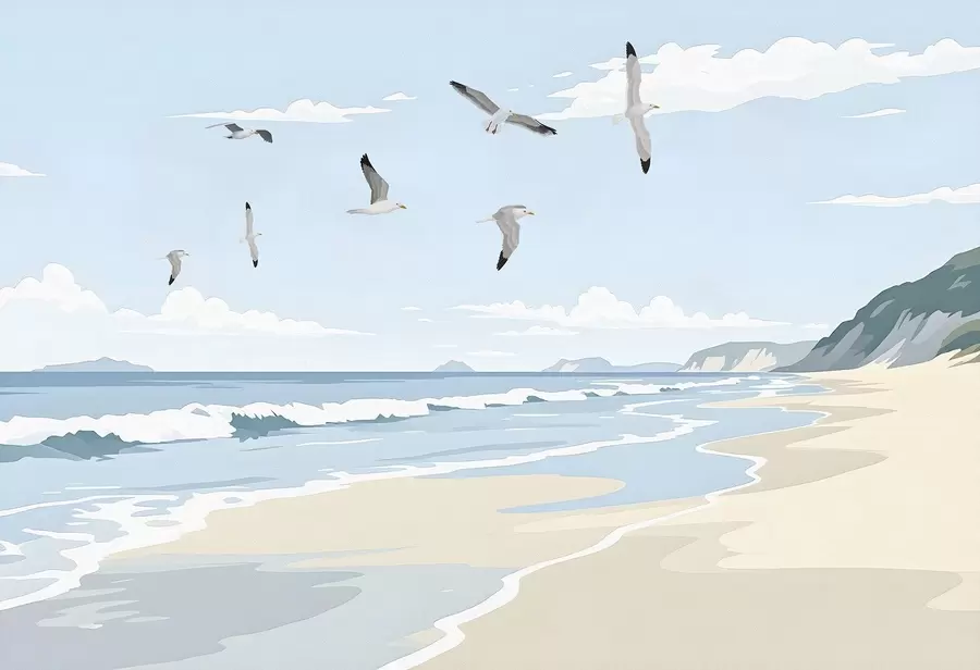 wall murals Морски пејзаж сликан уљаном бојом w03338