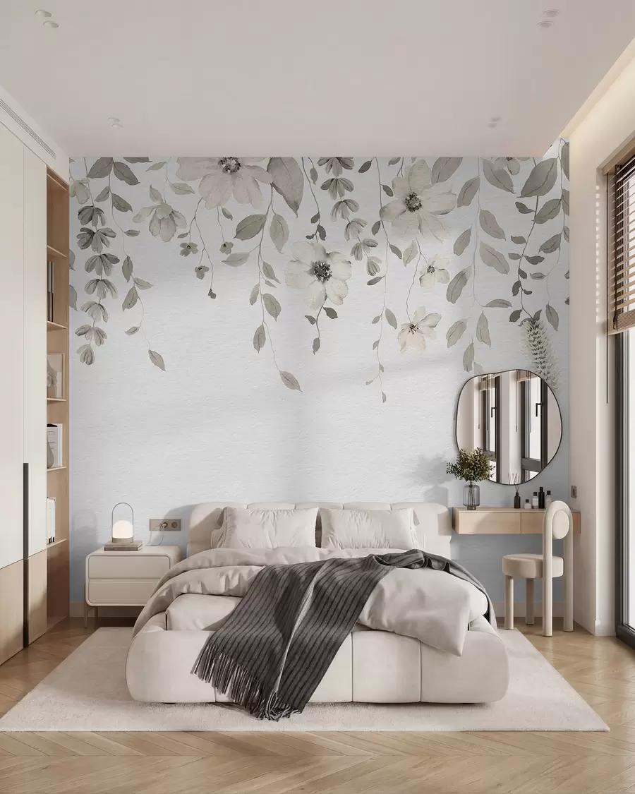 wall murals Висеће акварел цвеће и лишће w03315v1