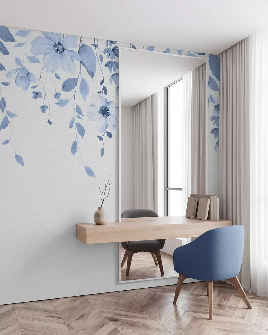 wall murals Висеће акварел цвеће и лишће w03315v3