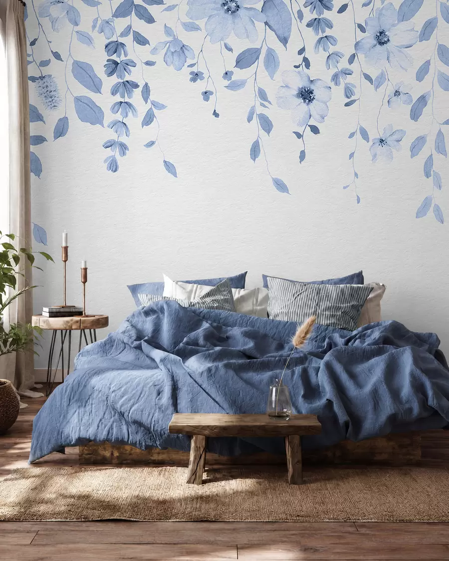 wall murals Висеће акварел цвеће и лишће w03315v3