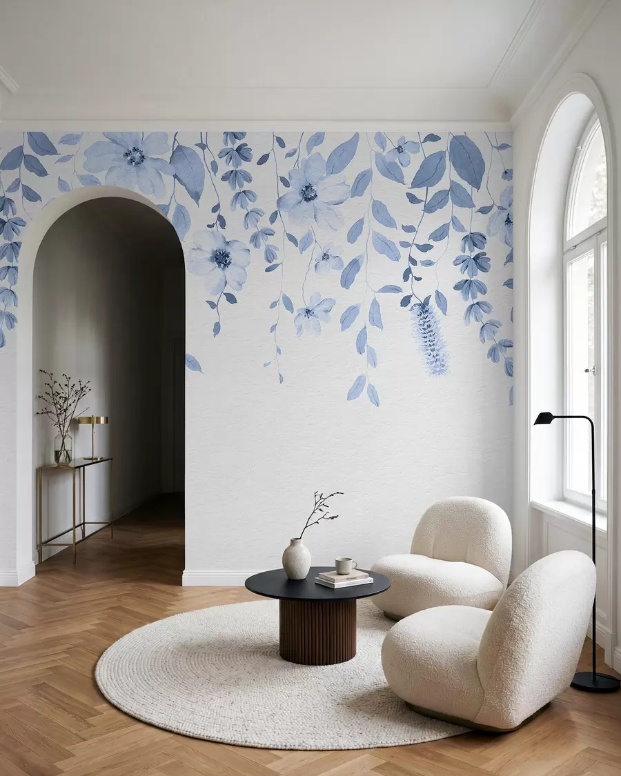 wall murals Висеће акварел цвеће и лишће w03315v3