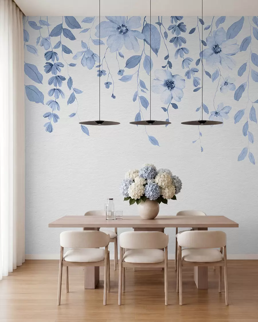 wall murals Висеће акварел цвеће и лишће w03315v3