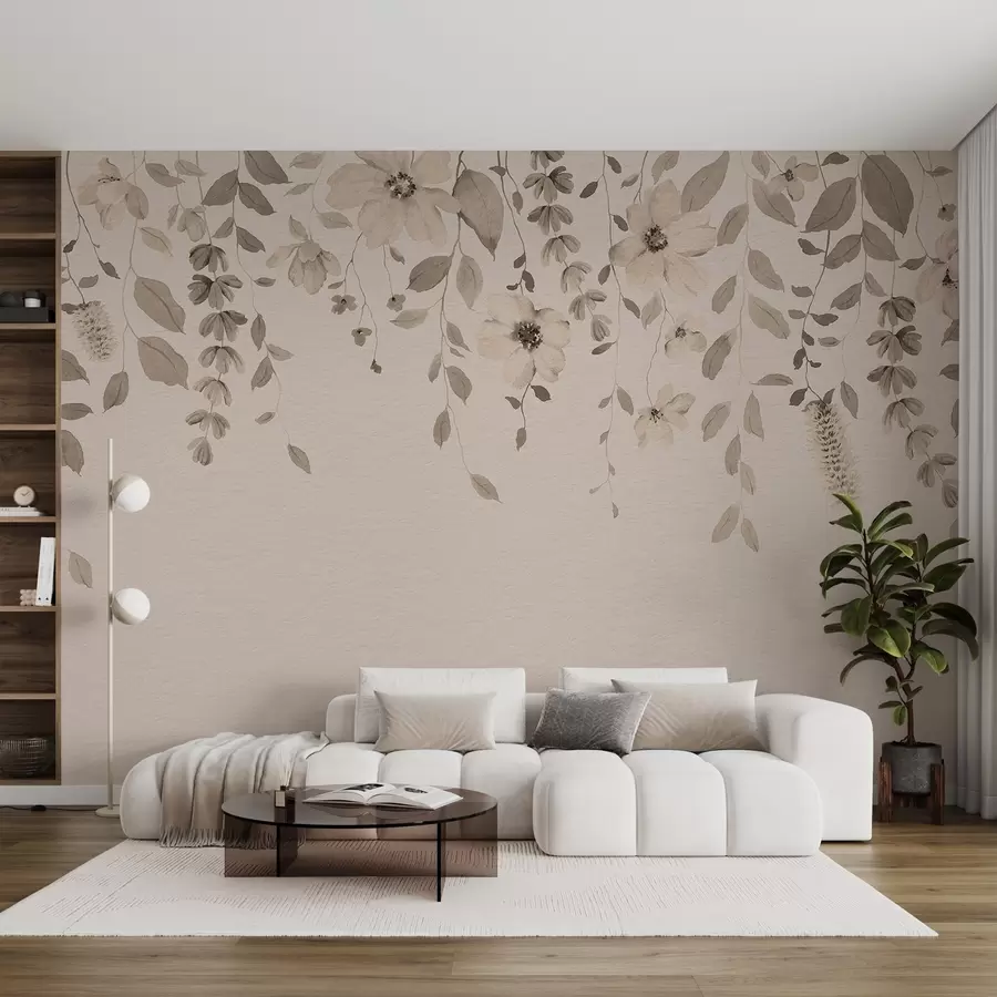 wall murals Висеће акварел цвеће и лишће w03315v4
