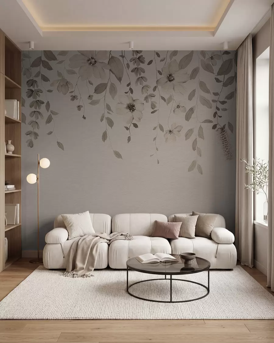 wall murals Висеће акварел цвеће и лишће w03315v4