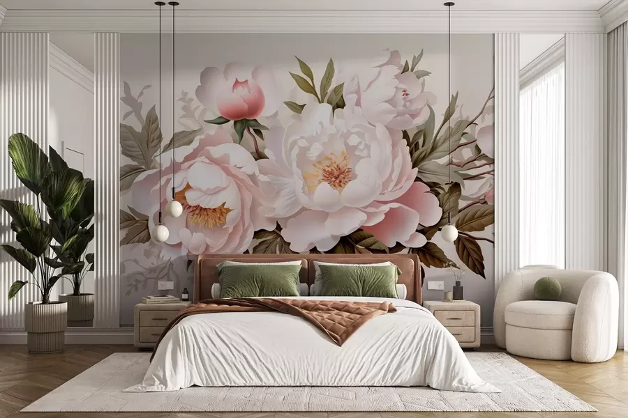 wall murals Светло ружичасти пупољци на ружичастој позадини w08884
