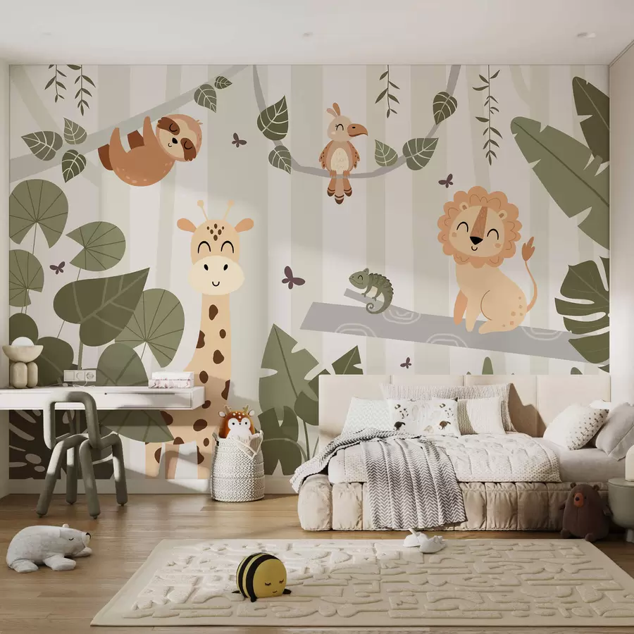 wall murals Пејзаж са тропским животињама w03376