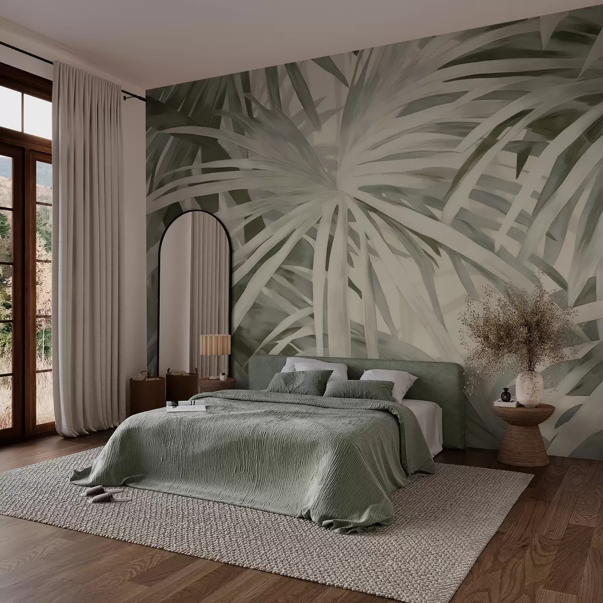 wall murals Сликање имитације тропског лишћа w03413