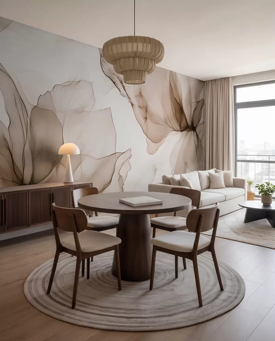 wall murals Цвеће у течном стилу, цветна апстракција, акварел, палета беж боја w03406v3