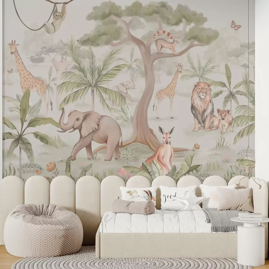 wall murals Панорама џунгле са животињама w03444