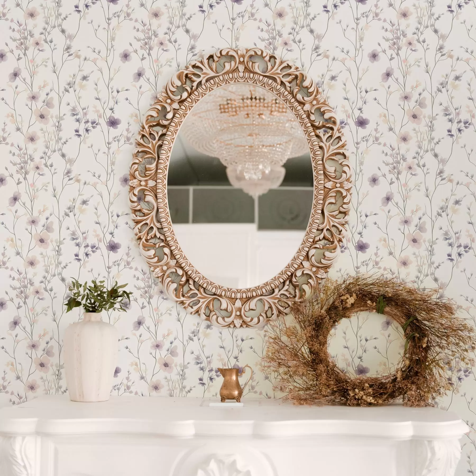 wall murals Мало дивље цвеће са танким стабљикама на светлој позадини a00003